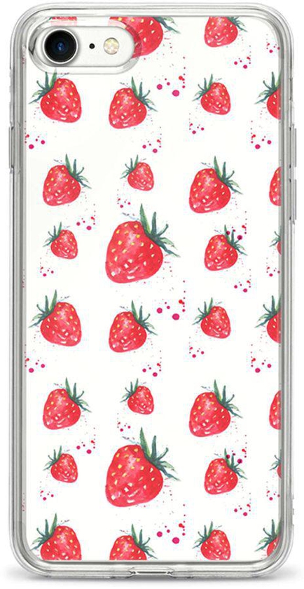 Protective Case Cover For Apple iPhone 8 Dripping Strawberries Full Print