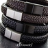 555Jewelry Stainless Steel Magnetic Clasp Braided Brown & Black Leather Bracelet for Men, metal leather, not known,
