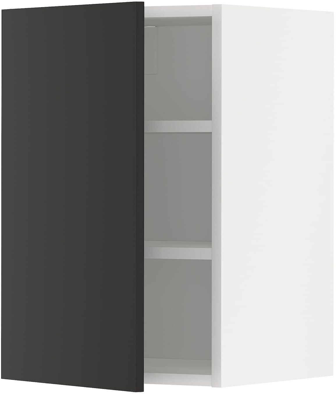 METOD خزانة حائط مع أرفف - أبيض/Nickebo فحمي مطفي ‎40x60 سم‏