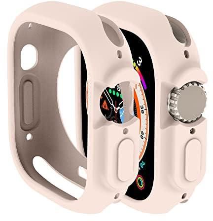 Compatible for Apple Watch Ultra 2 /Apple Watch Ultra 49mm Case All-Round Shockproof TPU Silicone Protective Cover Bumper Shock-Absorbing Scratch-Resistant Case for Apple Watch Ultra 49mm (Pink)