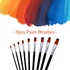 Generic-9pcs Professional Artist Paint Brushes Set Black Long Wooden Handle Nylon Hair Paintbrush for Acrylic Oil Watercolor Gouache Drawing Art Supplies, Flat Tip