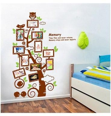ملصق جداري للزينة قابل للفصل بتصميم فني بشكل شجرة وإطارات لصور العائلة متعدد الألوان 90x60سم