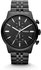 ساعة فوسيل تاونزمان سوداء للرجال بسوار من الستانلس ستيل كرونوغراف - FS4787