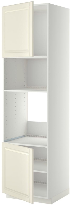 METOD خزانة عالية لفرن/ميكرويف بابين/أرفف - أبيض/Bodbyn أبيض-عاجي ‎60x60x220 سم‏