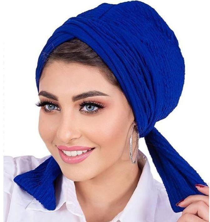 Women's Turban Women's Hat Women's Hijab Ladies' Pant Women's Plisse Ribbed Bonnet Hat Head Belts Turban for Women , Dark Blue