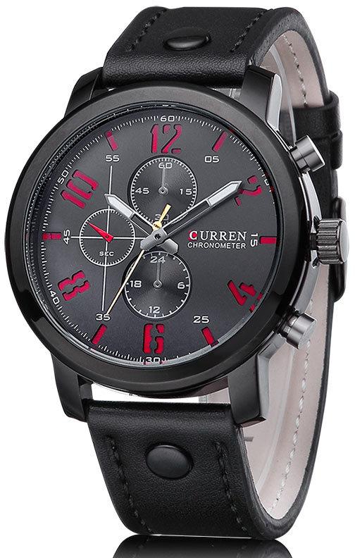 Curren Analog Black Dial Black Strap Casual Watch for Men