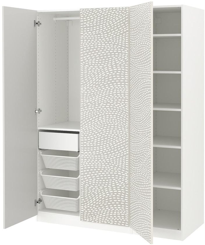 PAX / MISTUDDEN Wardrobe combination - white/grey patterned 150x60x201 cm