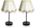 2 Lamps, Made Of Black Metal, Off White Cover, 50 Cm