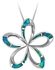 925 Sterling Silver Rhodium Plated Opal Studded Plumeria Pendant Necklace
