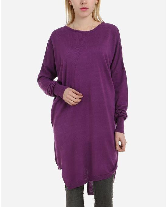 MS Fashion Long Loose Fit Pullover - Purple