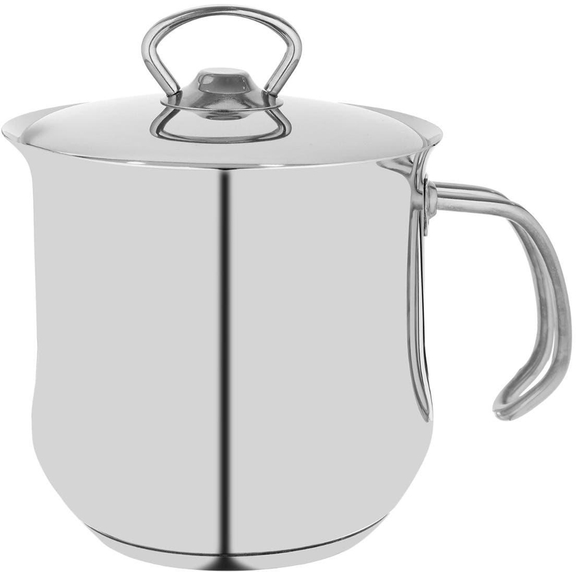 Get Nouval Stainless Steel Milk Pot with Lid, 14 cm - Silver with best offers | Raneen.com
