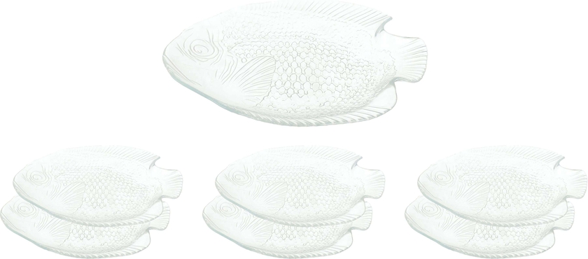 Get Zinnia Fish-Shaped Glass Dish Set, 7 Pieces - Clear with best offers | Raneen.com
