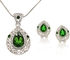 Mysmar White Gold Plated Green Leaf Shaped Crystal Jewelry Set [MM295]