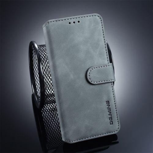 DG.MING Retro Oil Side Horizontal Flip Case For Galaxy S10, With Holder & Card Slots & Wallet (Grey)
