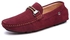 Tauntte Men Suede Leather Loafers Fashion Casual Moccassins Shoes (Red)