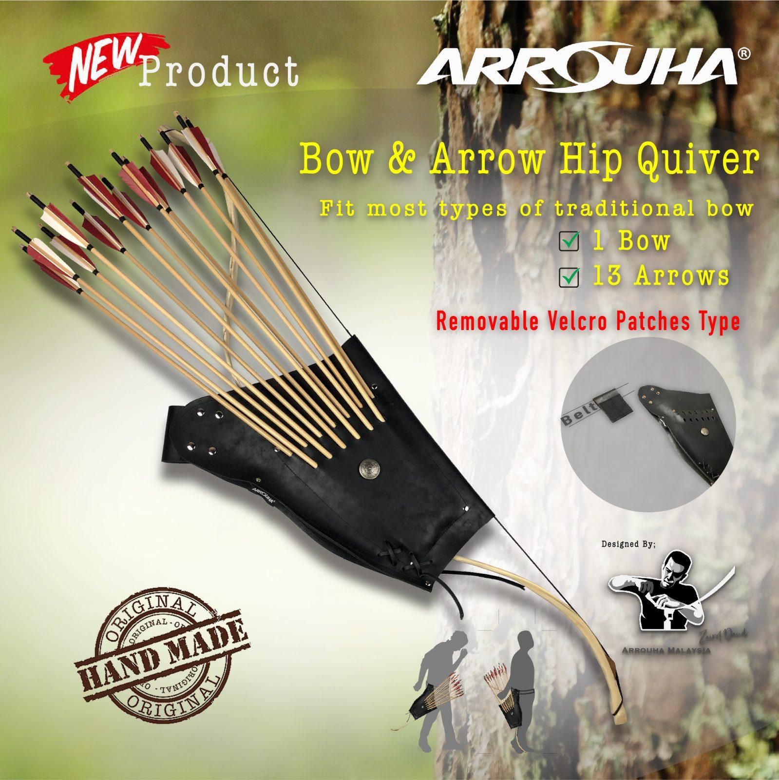 Arrouha Trad Archery Bow and Arrow Quiver With 13 Arrows Slotted