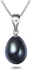 Orien Jewelry Drop-shape Black Freshwater Cultured Pearl Pendant Necklaces for Women 16-18 Inch AAA Silver Necklace Pendants