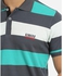 Stress Tri-Tone Striped Polo Shirt -Turquoise
