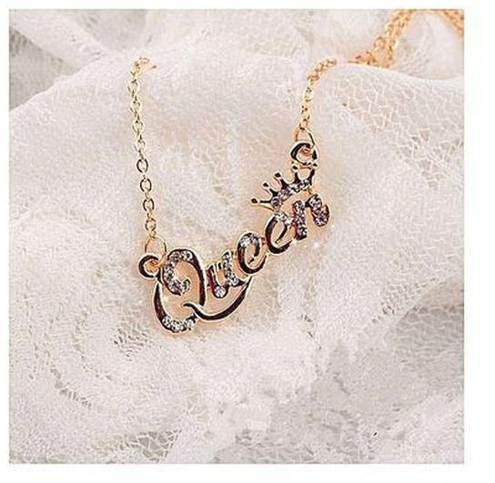 Queen Letter Pendant Necklace Gold Like..