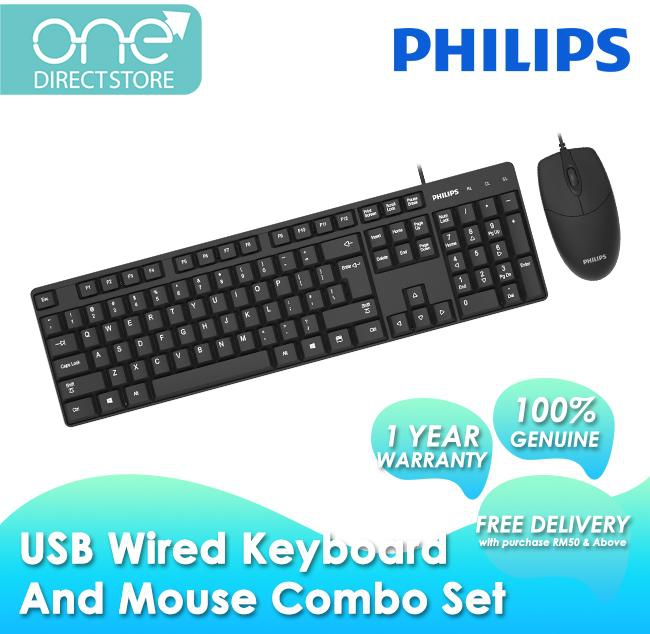 Philips USB2.0 Wired Mouse and Keyboard Combo Set SPT6254