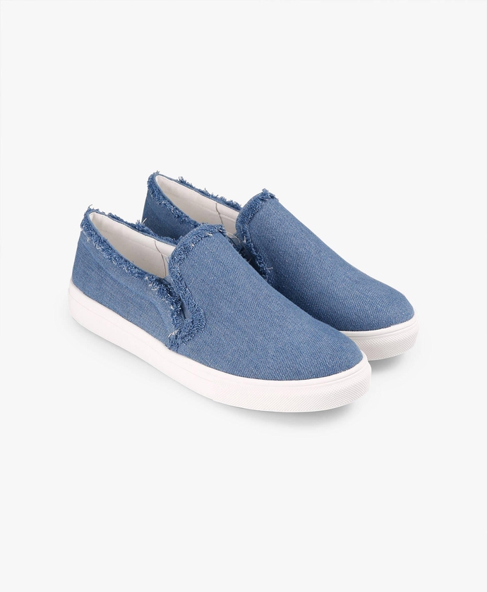 Blue Lilly Frayed Edge Slip-On Shoes