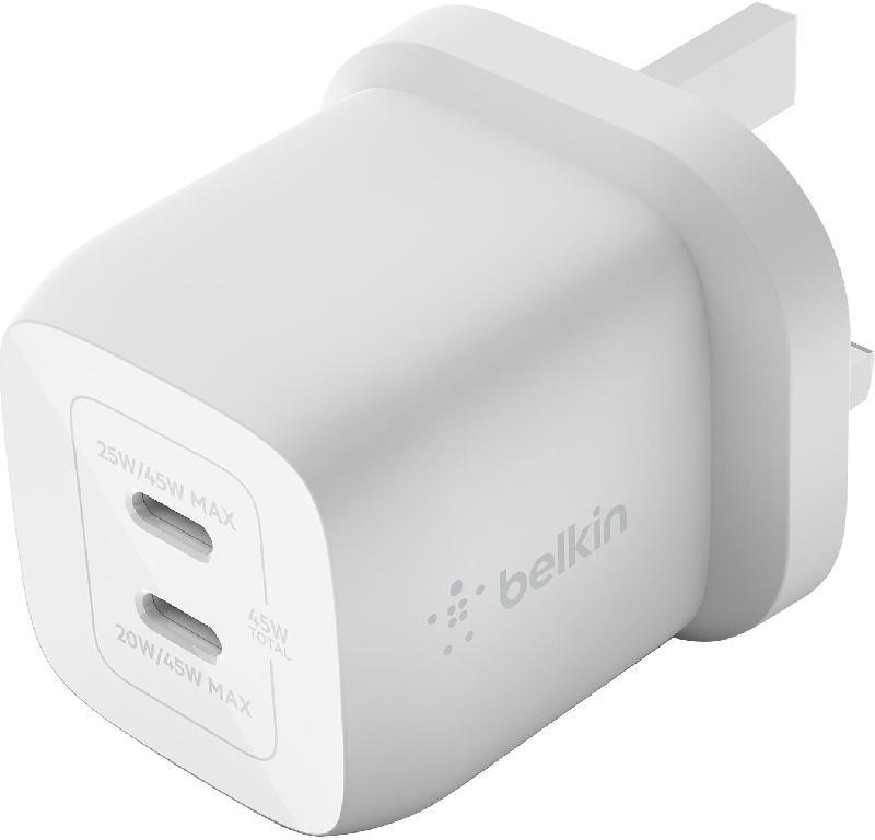 Belkin Boost CHARGE Pro Dual USB-C GaN Wall Charger with PPS 45W