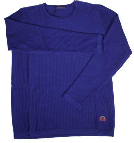 Generic Blue Ribbed Round Neck Sweater