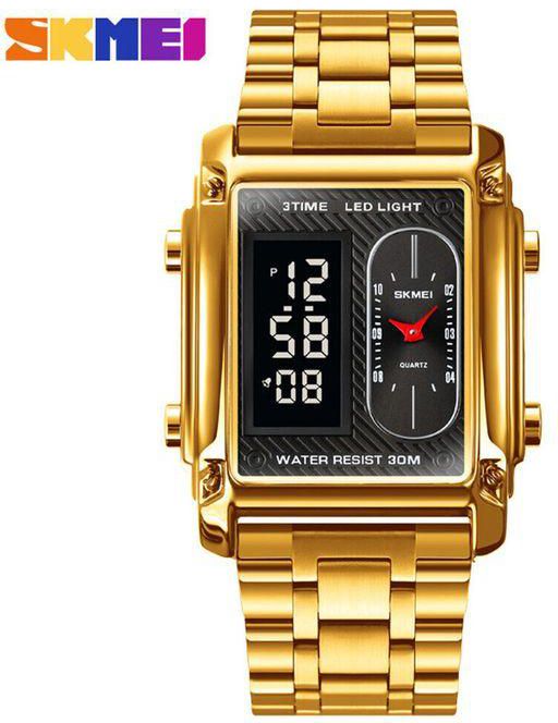 Skmei Mens Watches Sport Casual Analog Quartz Wristwatch - Gold