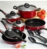 طقم أدوات الطهي مُكون من 13 قطعة أحمر/أسود