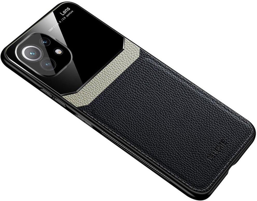 For Xiaomi Mi 11 Case Soft Leather Phone Silicone Cover Glass Protection Mi11 - Black