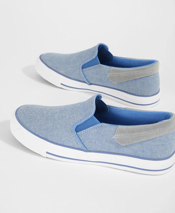 Boys Blue Canvas Slip-On Shoes