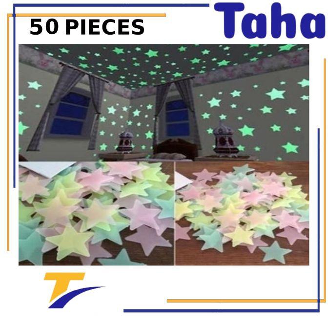 Taha Offer Luminous Stars Glow In The Dark Wall Stickers 50 Pcs