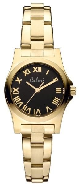Colori Watch Supreme Collection 5 Col 267 Analog Black Dial Gold Metal Strap Ladies Watch