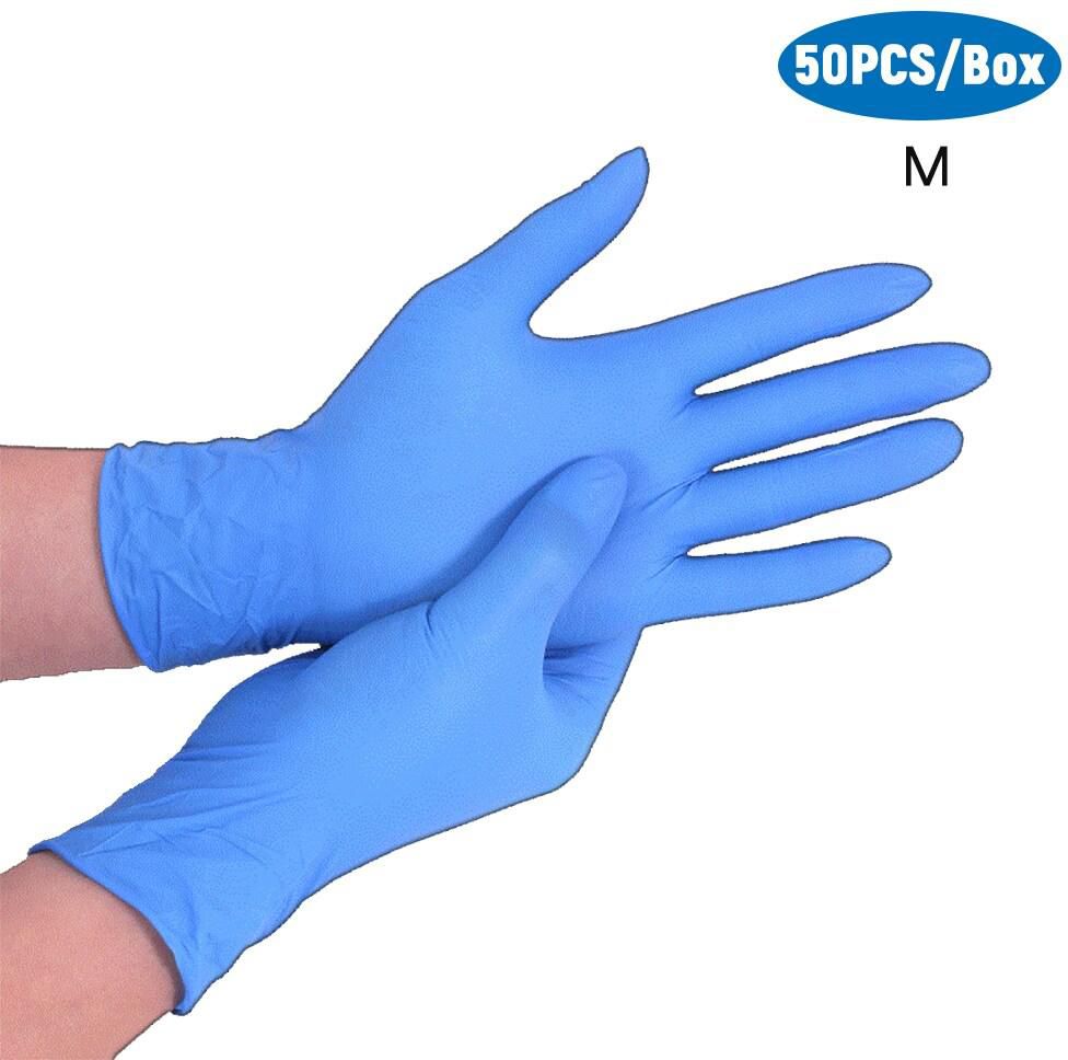 Generic-M Disposable Nitrile Gloves Letex Free Powder Free Single Use Gloves for Home Cleaning Kitchen Cooking Food Process Hair Dying Use 50PCS/Box Blue
