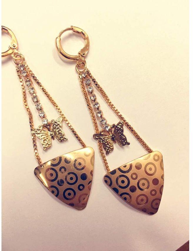 Auxiom Butterflies New Design Earrings - Gold