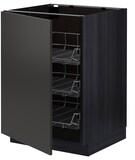 METOD Base cabinet with wire baskets, black/Nickebo matt anthracite, 60x60 cm - IKEA