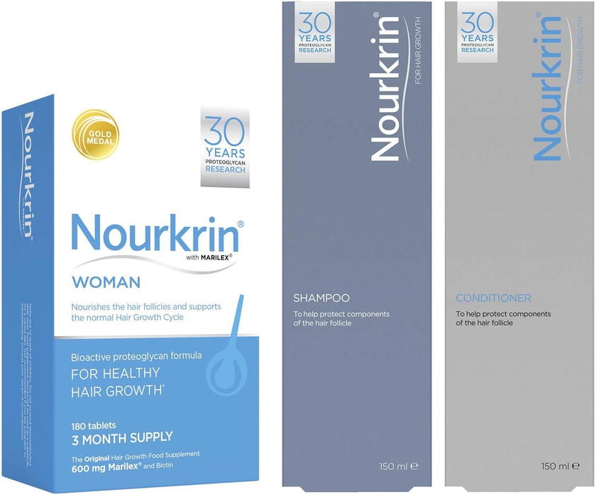Nourkrin Woman Hair Growth Supplements 6 Month Bundle with Shampoo and Conditioner x2