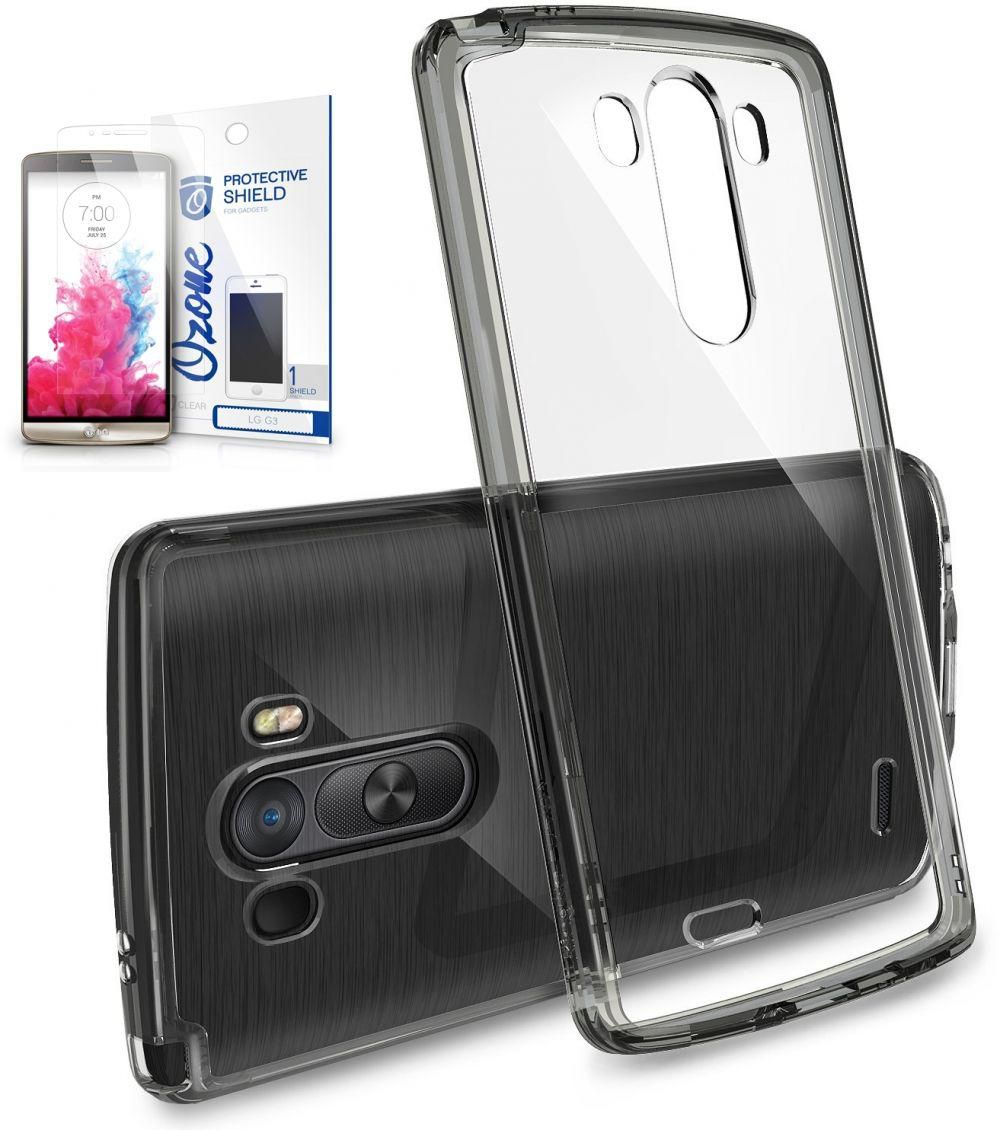 Ringke Fusion Smoke Shock Absorption Bumper Premium Hard Case & Ozone Screen Guard for  LG G3