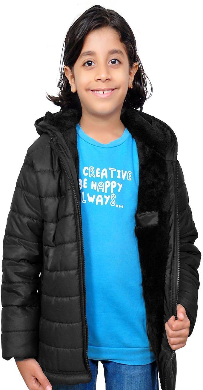 SQAP Jacket With Long Sleeves And Fur - Black - Boys