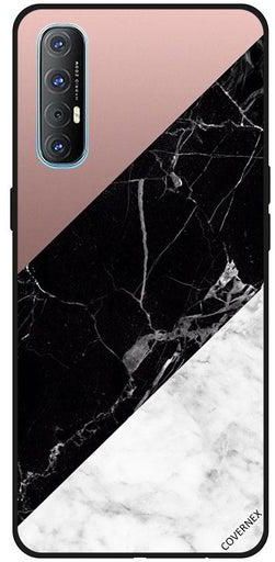 Protective Case Cover For Oppo Reno 3 Pro White Black Marble Top Is Plain Pattern