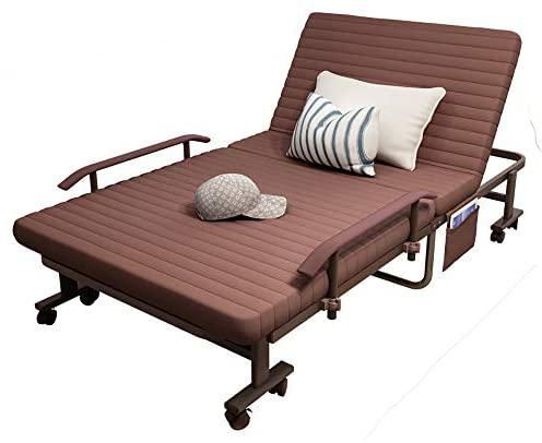 سرير معدني قابل للطي، أزرق - 190 (طول) × 90 (عرض) × 70 (ارتفاع) سم (قهوة)
