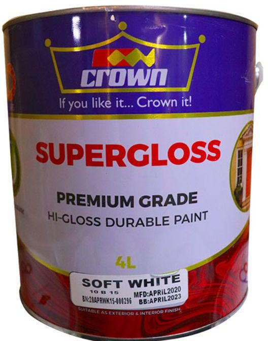Crown Super Gloss - Soft White - 4 Litres - Interior And Exterior-Paint