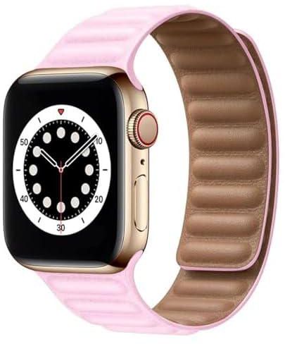 AC&L Leather Magnetic Band Compatible with Apple Watch 38Mm Strap, Pink