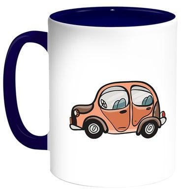 Car Printed Coffee Mug White/Blue