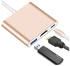 محول فيديو USB-C الى HDMI 4K - متعدد المنافذ AV - محول USB 3.0 منفذ متوافق مع ماكبوك، ماكبوبك برو/اير، سامسونج جالاكسي S9/ S10/ S20/ S21/ نوت 9/ نوت10/ نوت20 ذهبي وردي