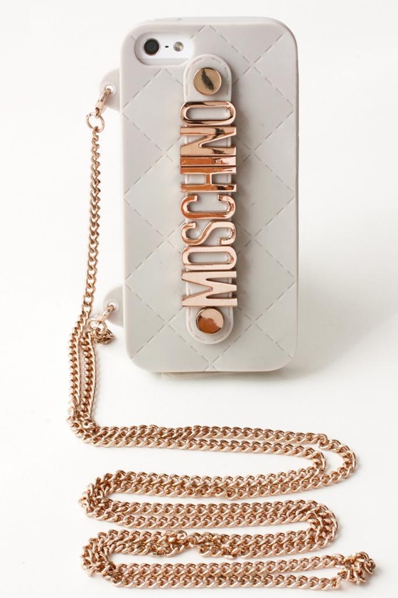 Moschino White Silicon Metal Bag Case for iPhone 5/5S