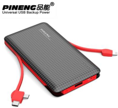 Pineng PN-956 10000mAh Ultra Slim Design Power Bank (Black / Red)