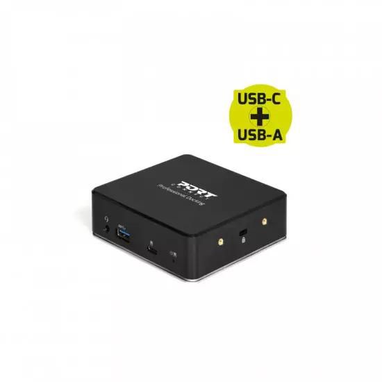 PORT CONNECT Docking station 8in1 USB-C, USB-A, dual video, HDMI, Ethernet, audio, USB 3.0 | Gear-up.me