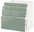 METOD / MAXIMERABase cab f hob/4 fronts/3 drawers, white, Kallarp light green