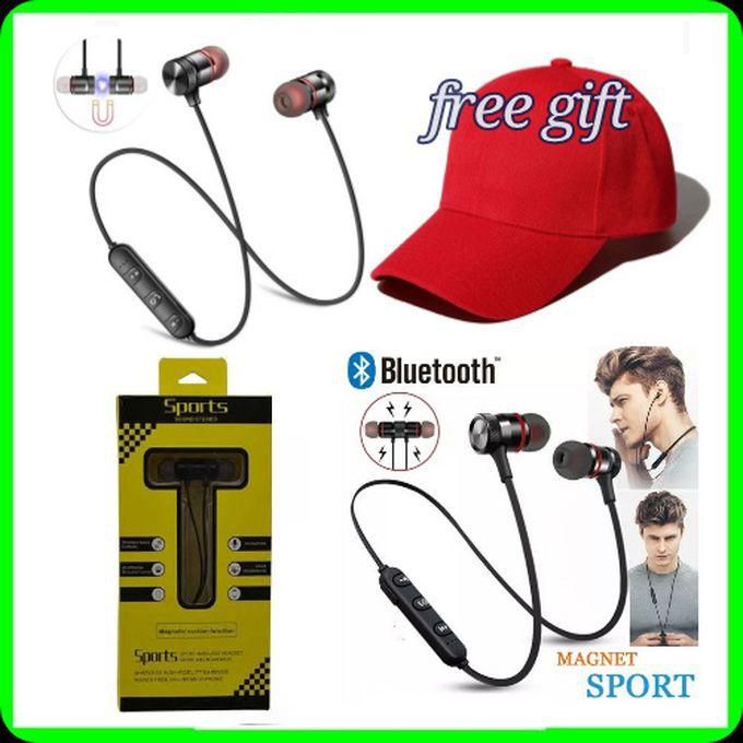 Sport Wireless Bluetooth Earphones+ Free Red Cap
